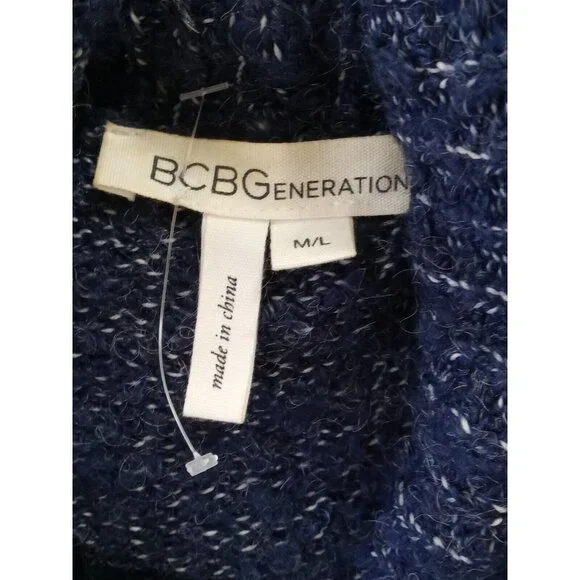 BCBGENERATION Women Sweater Preowned Long Sleeves Navy Blue White MEDIUM LARGE - Picture 9 of 10